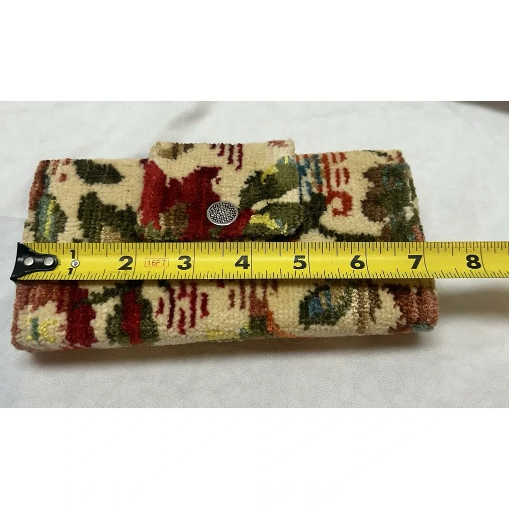 VTG NOS Needlepoint Tapestry Trifold Clutch Wallet Boho Cottagecore Floral